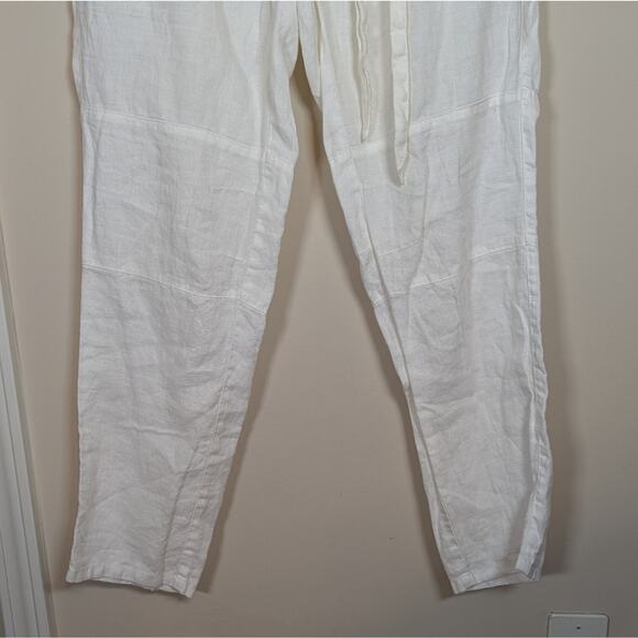 LOFT White Linen Lightweight Tie Utility Pants Size 2 Spring Summer - Picture 7 of 10